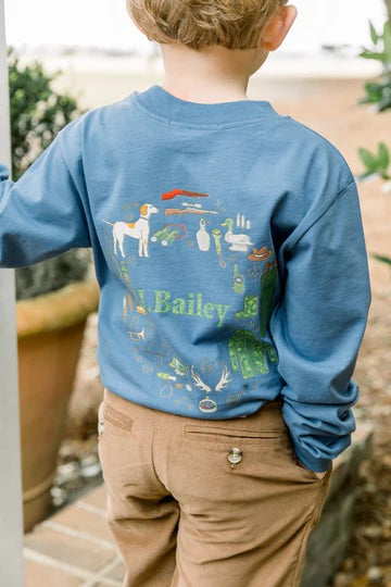 J. Bailey Long Sleeve Logo Tee- Hunting on Denim