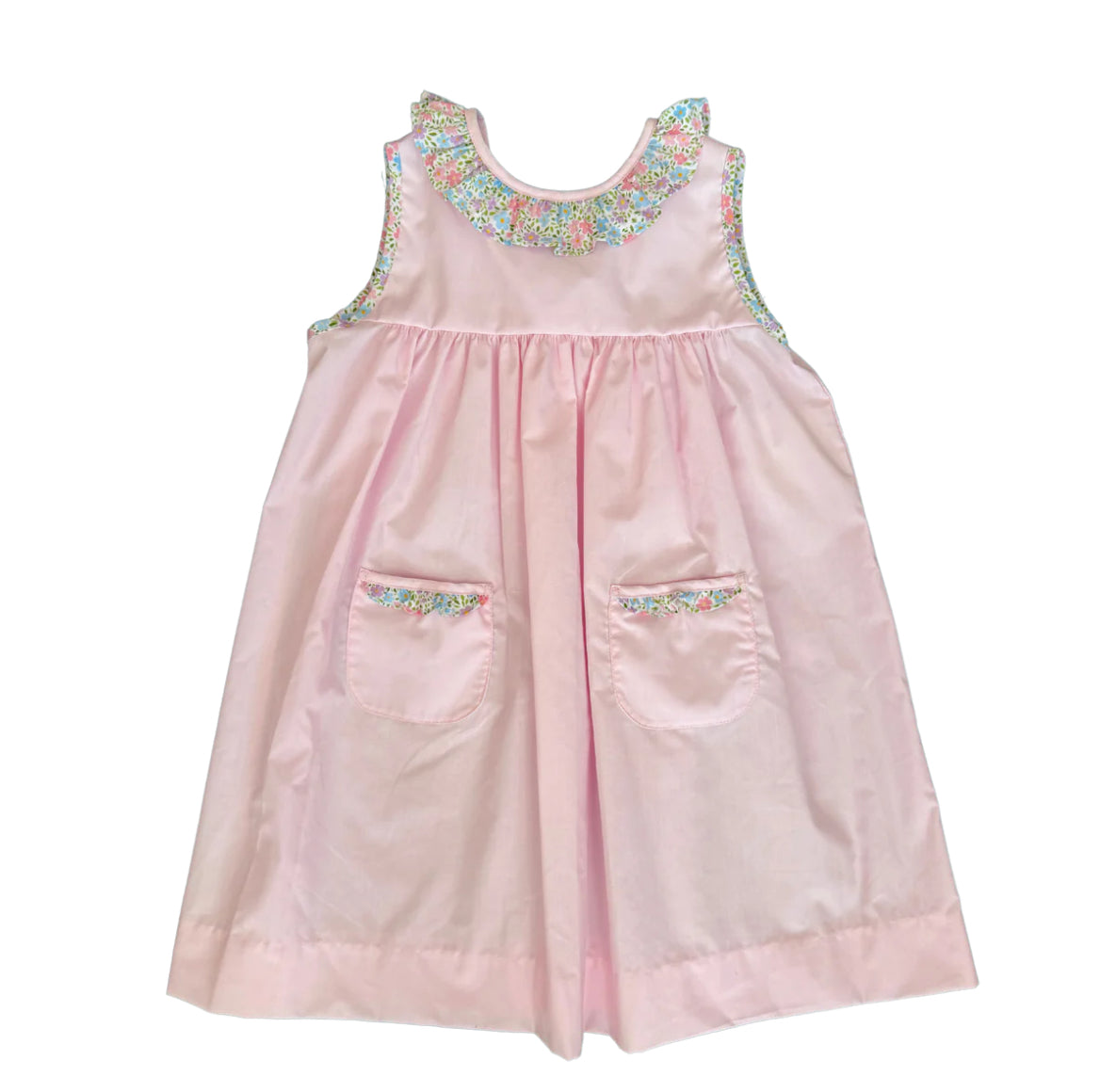 Addison Ruffle Dress, Blakeney Ballet Pink with Wing Haven Wildflowers