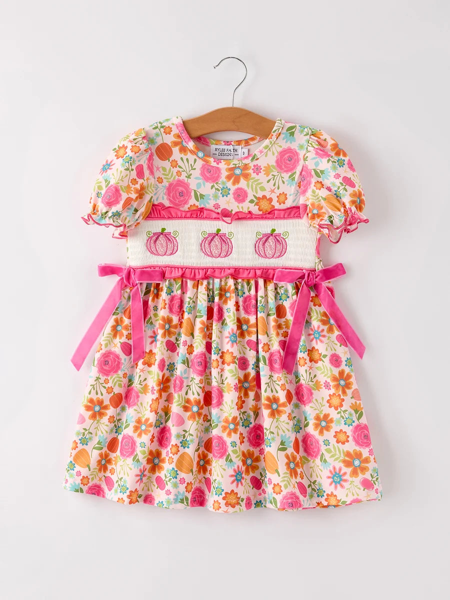 Autumn Pumpkin Floral Dress