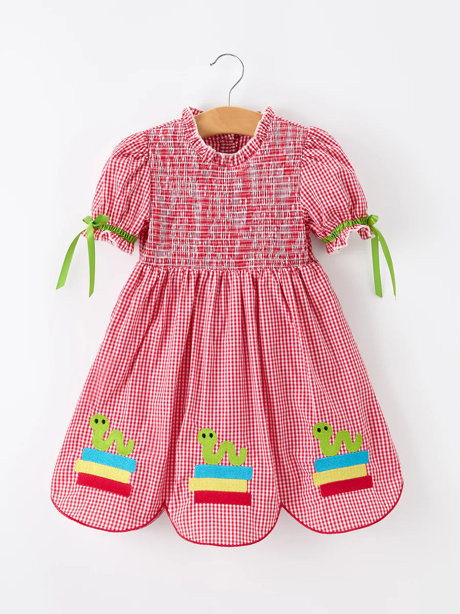 Back to School Worm Plaid Twirl Dress