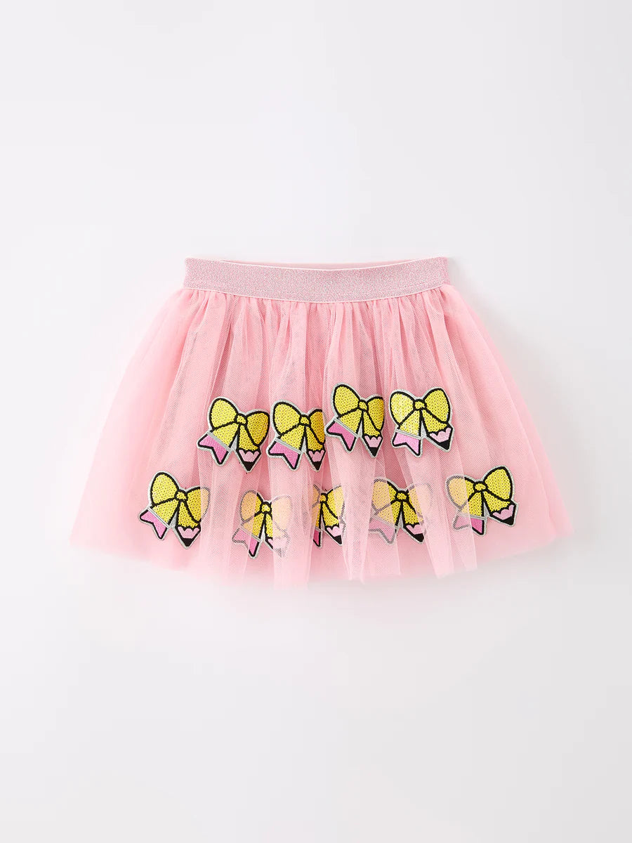 Back to School Pencil Bow Tulle Skirt
