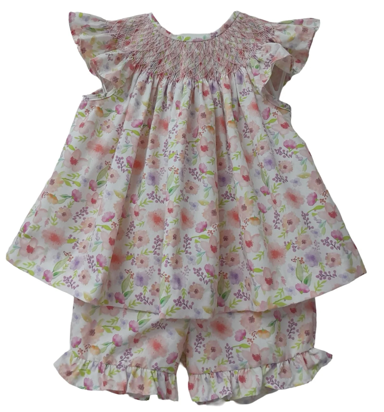 Smocked Floral Shorts Set