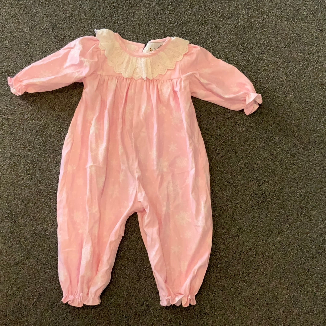 Girls pink snowflake romper