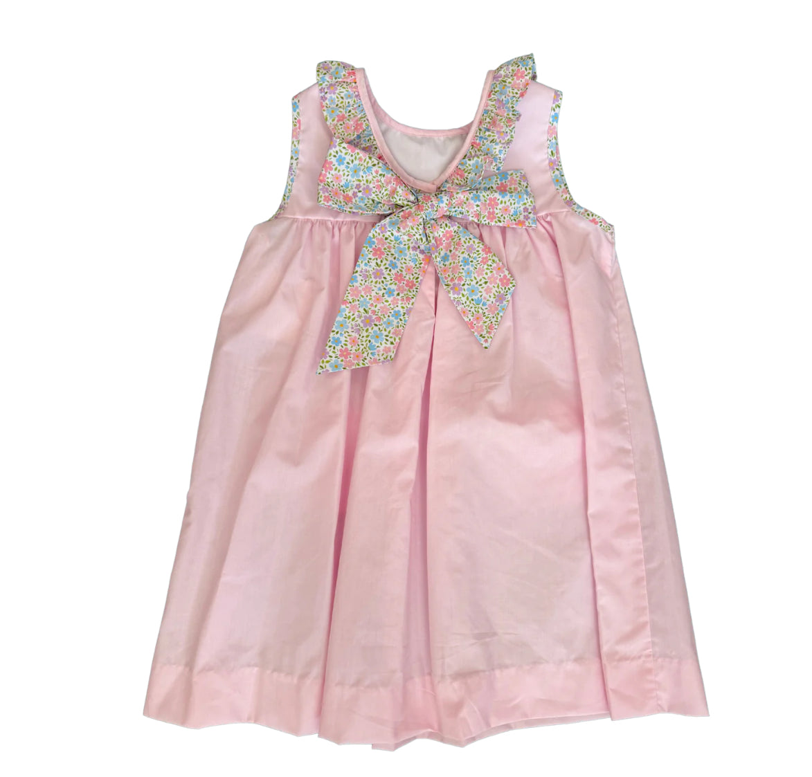 Addison Ruffle Dress, Blakeney Ballet Pink with Wing Haven Wildflowers