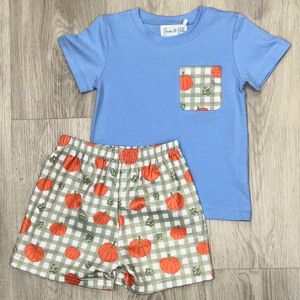 Boys Blue Pumpkin Shorts Set