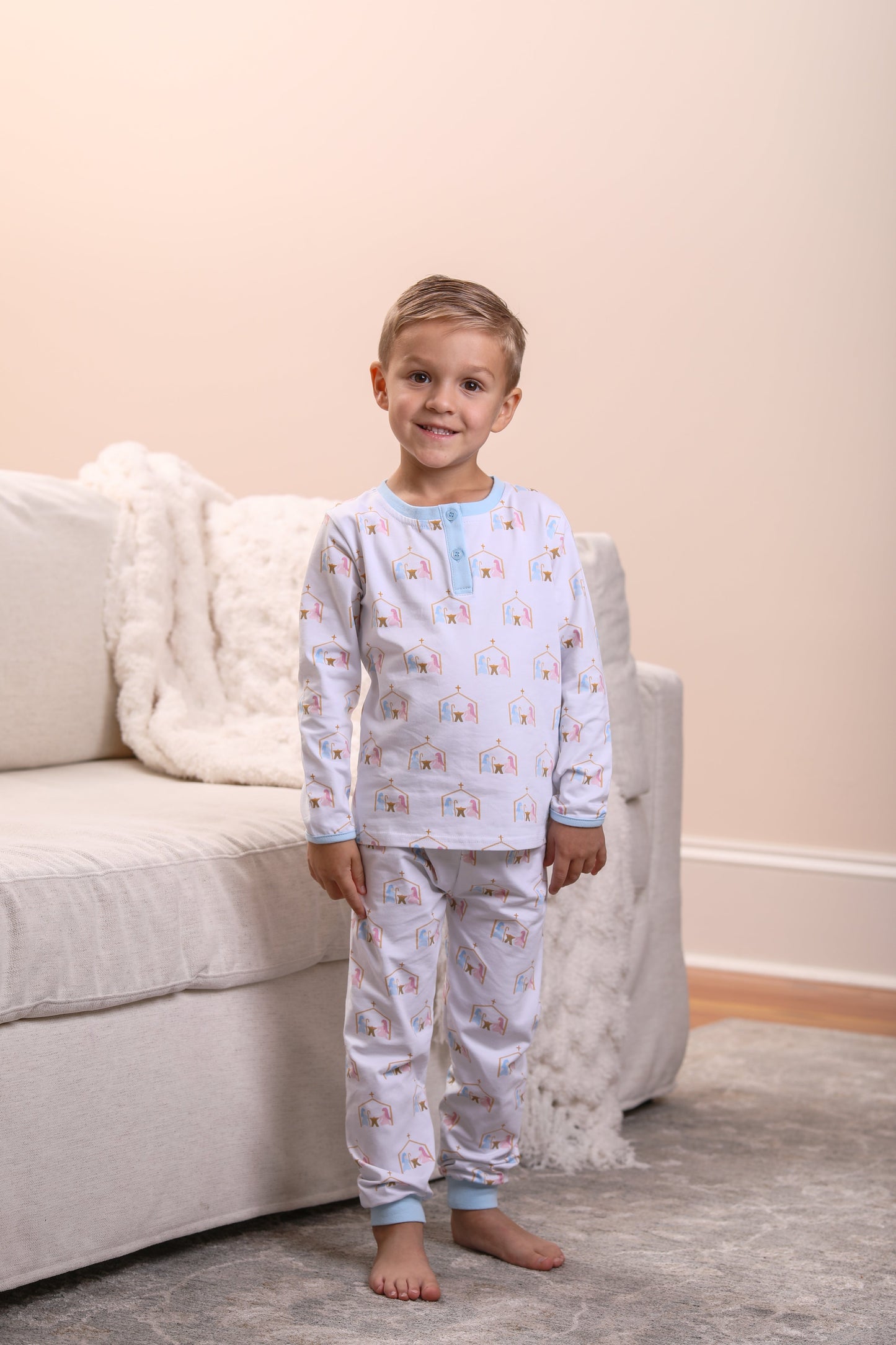 Christmas Nativity Pants Set-Light Blue