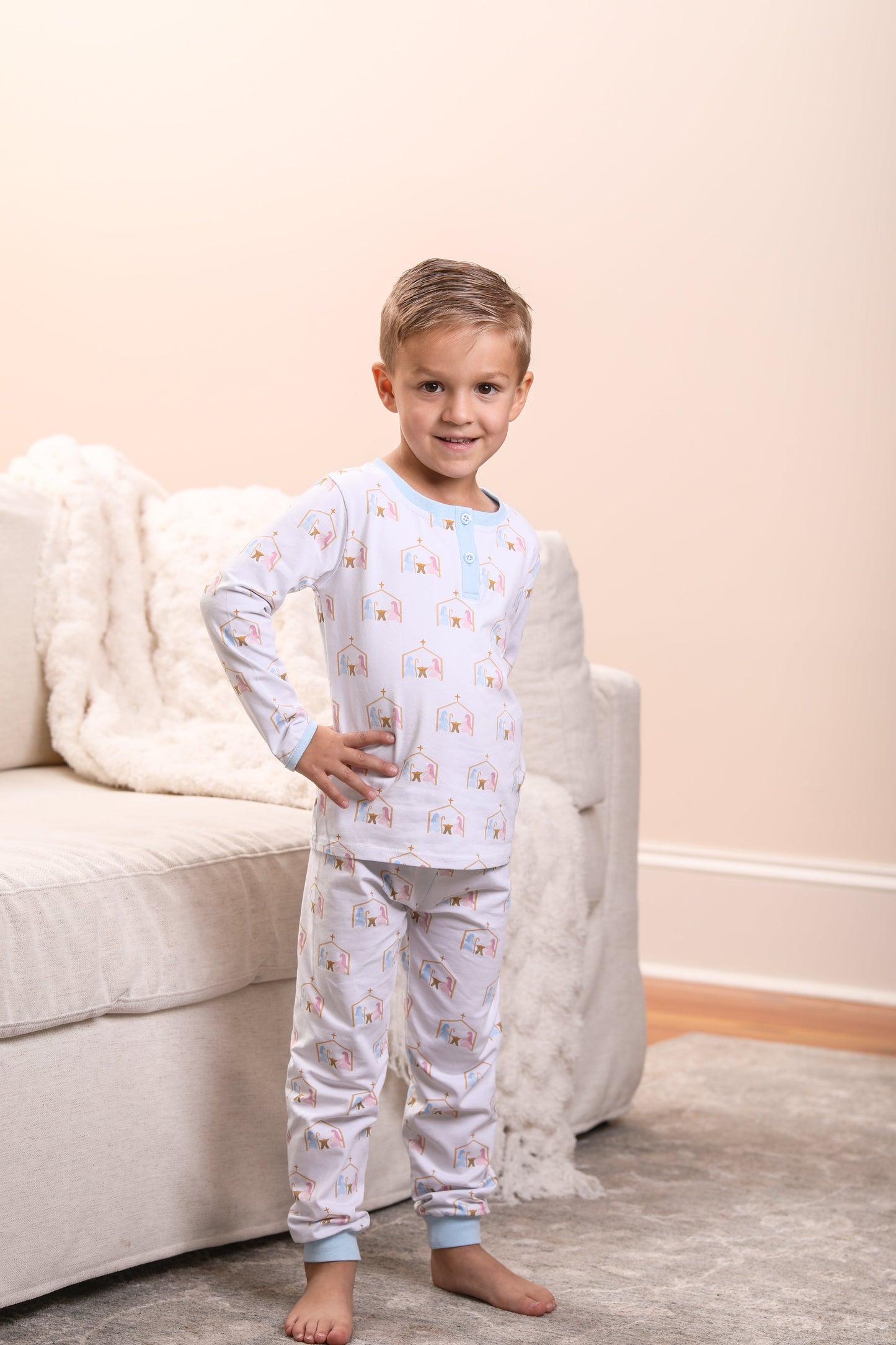 Christmas Nativity Pants Set-Light Blue