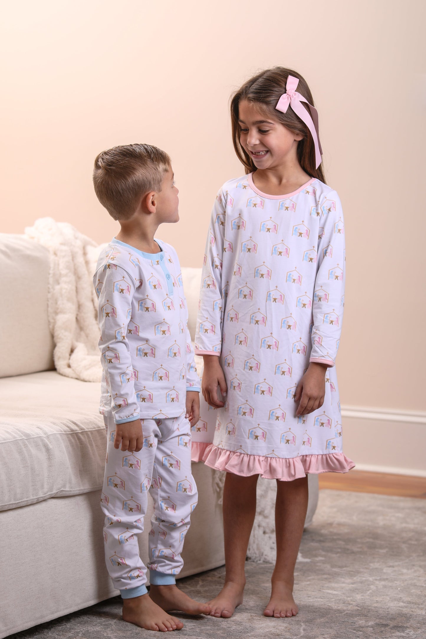 Christmas Nativity Pants Set-Light Blue