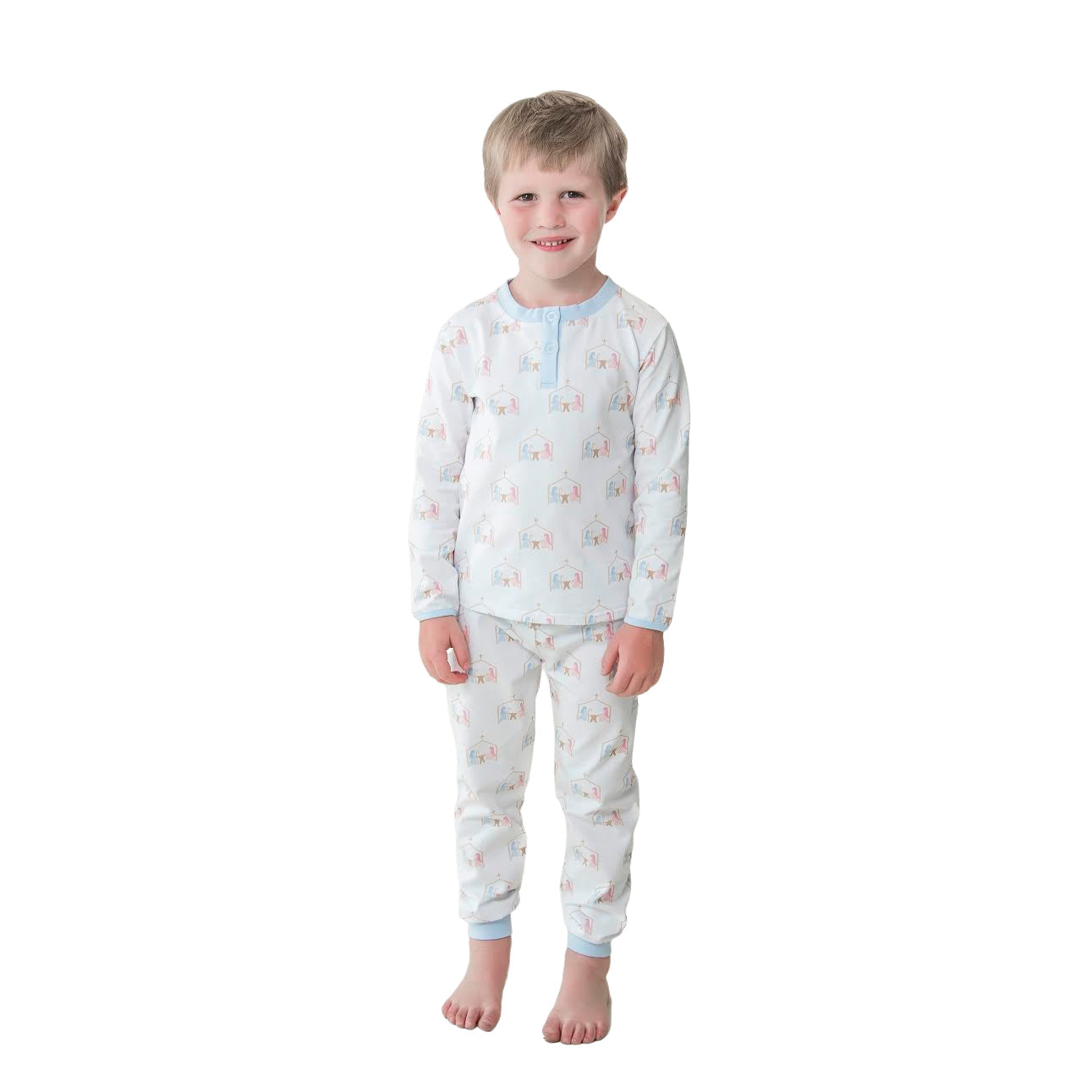 Christmas Nativity Pants Set-Light Blue