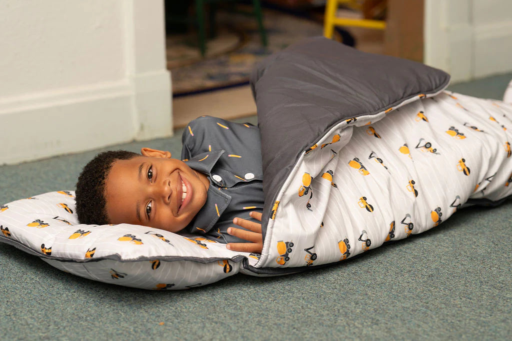 Nap Mat- Construction on Grey (monogram included)