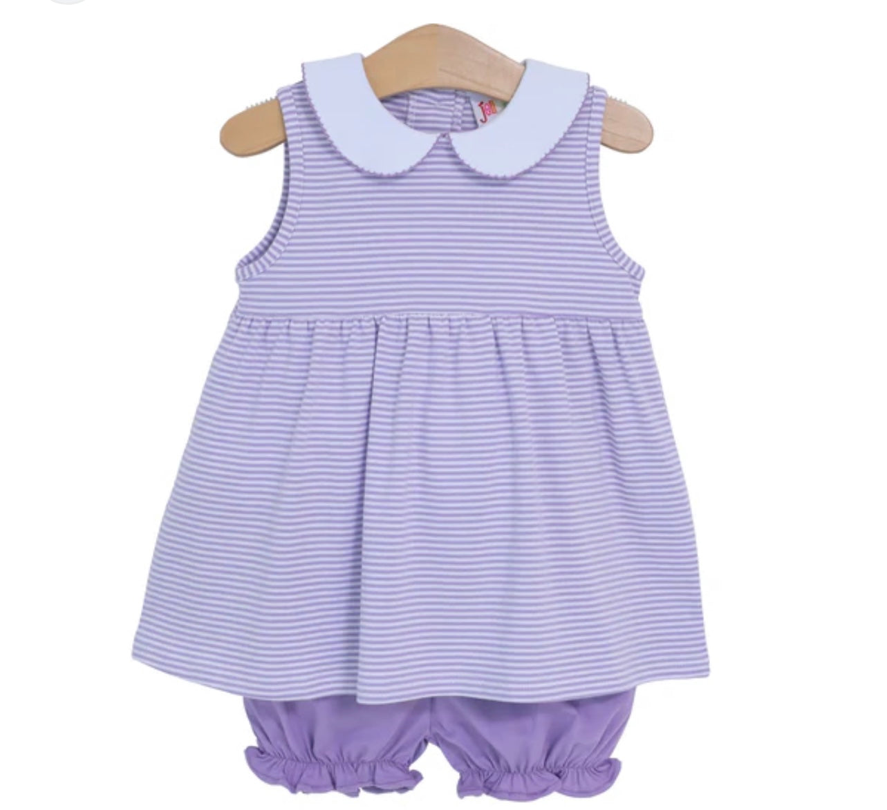 Charlotte Sleeveless Bloomer Set- Lavender Stripe
