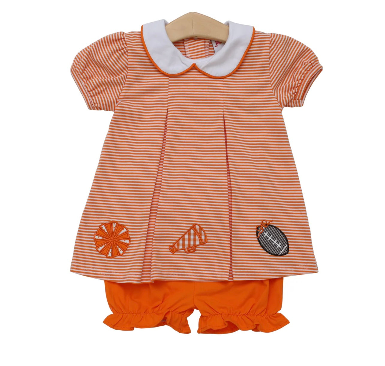 Game Day Pleat Bloomer Set- Orange Stripe