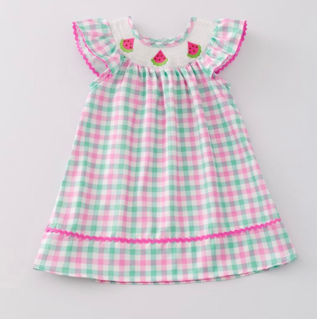 Watermelon Smocked Girls Dress