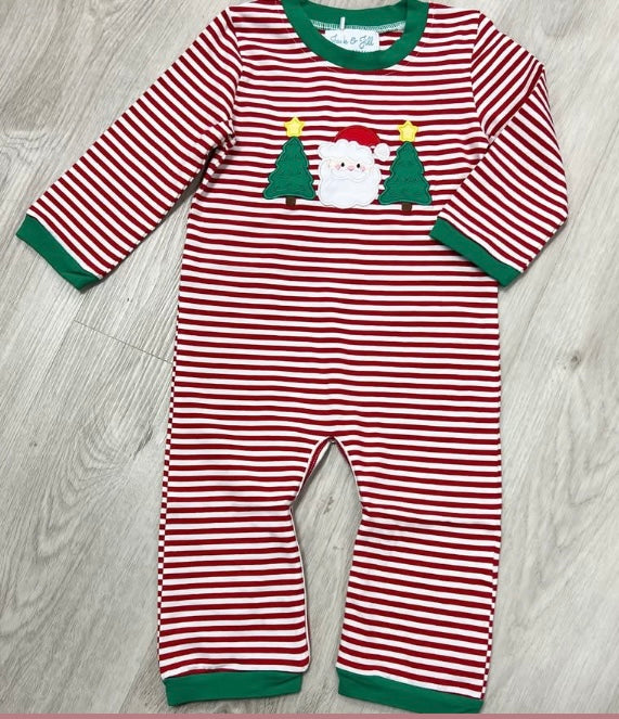 Boys Red Stripped Christmas Romper