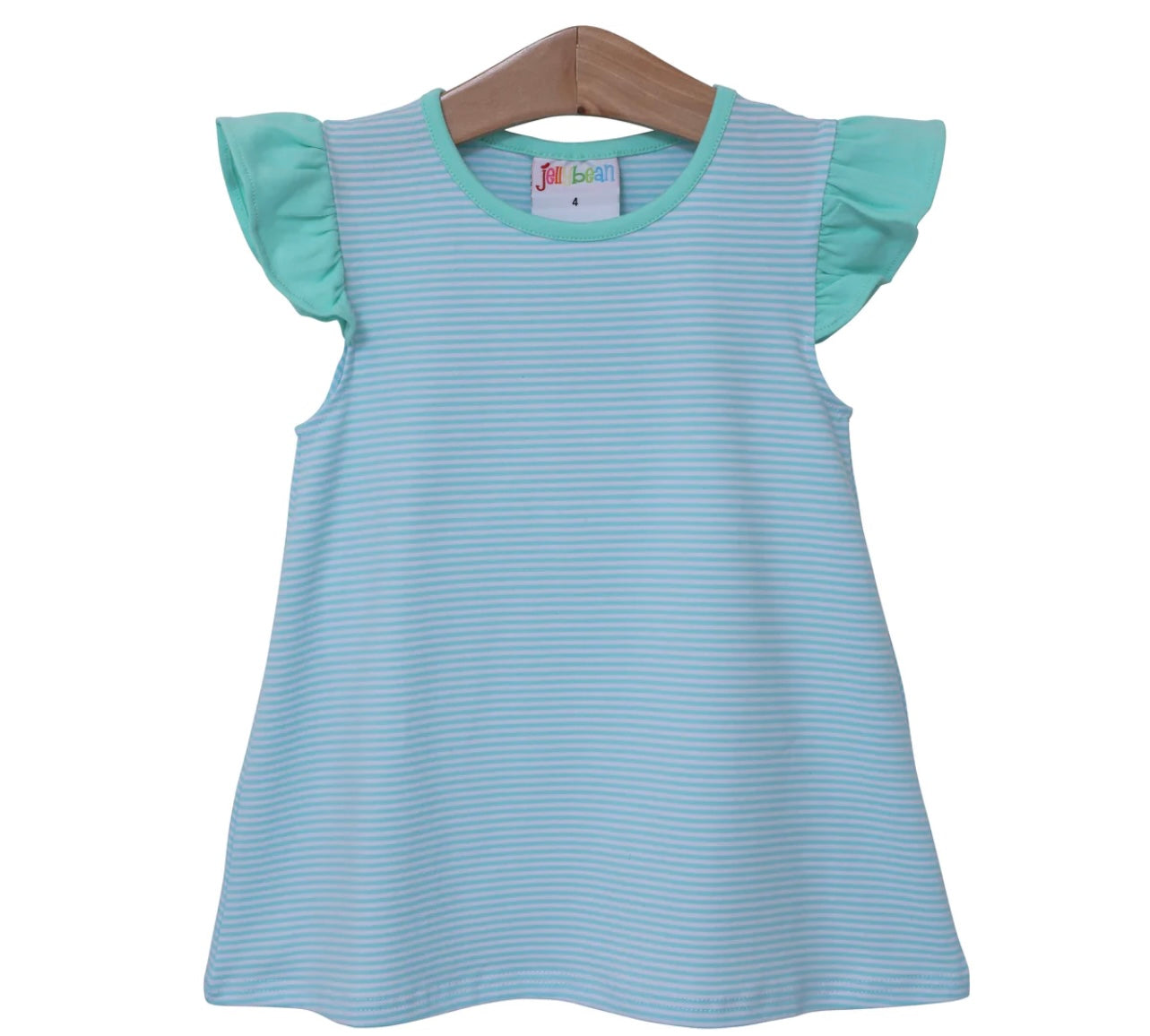 Olivia Flutter Top- Aqua Stripe and Mint