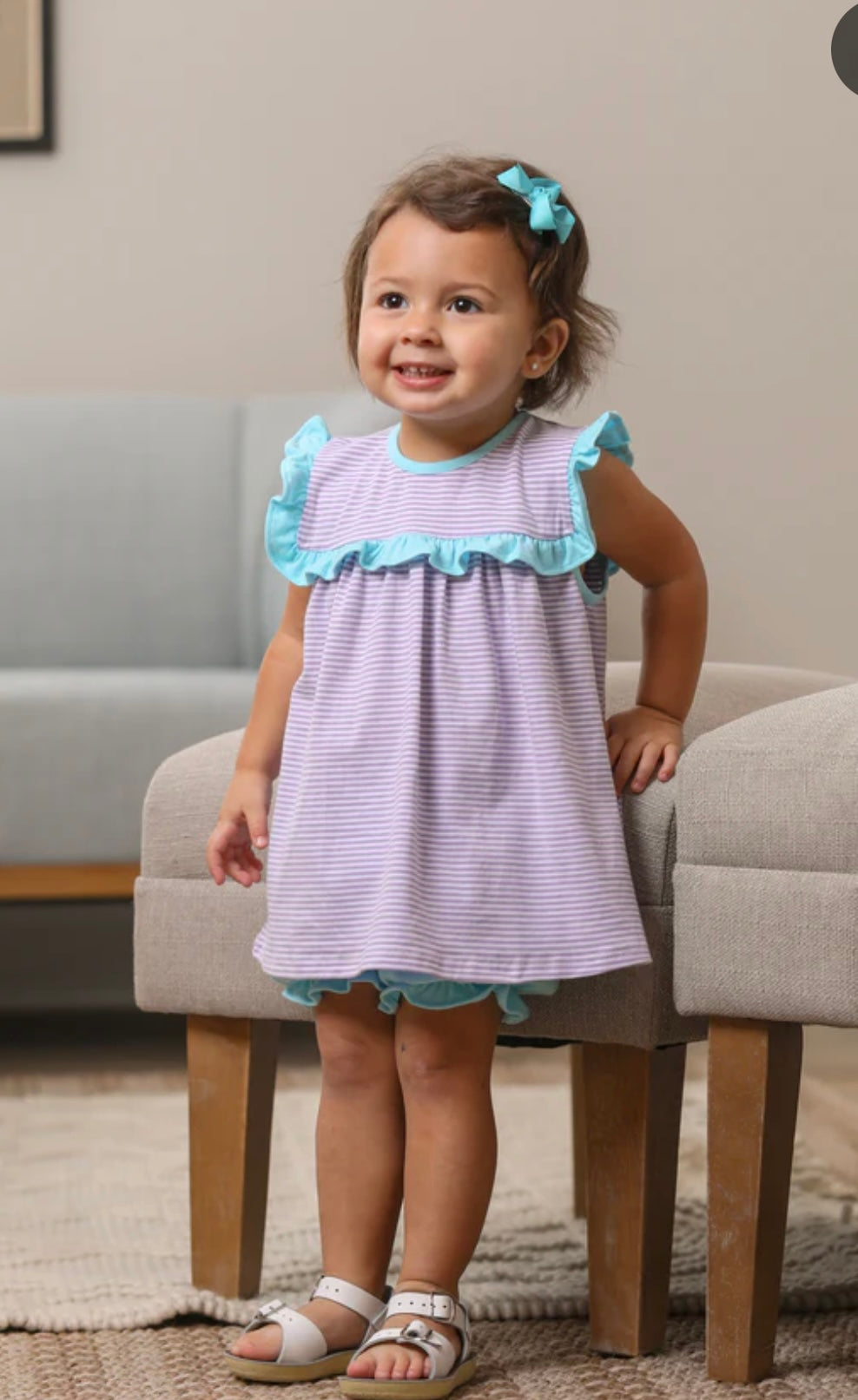 Bella Bloomer Set- Lavender Stripe and Aqua