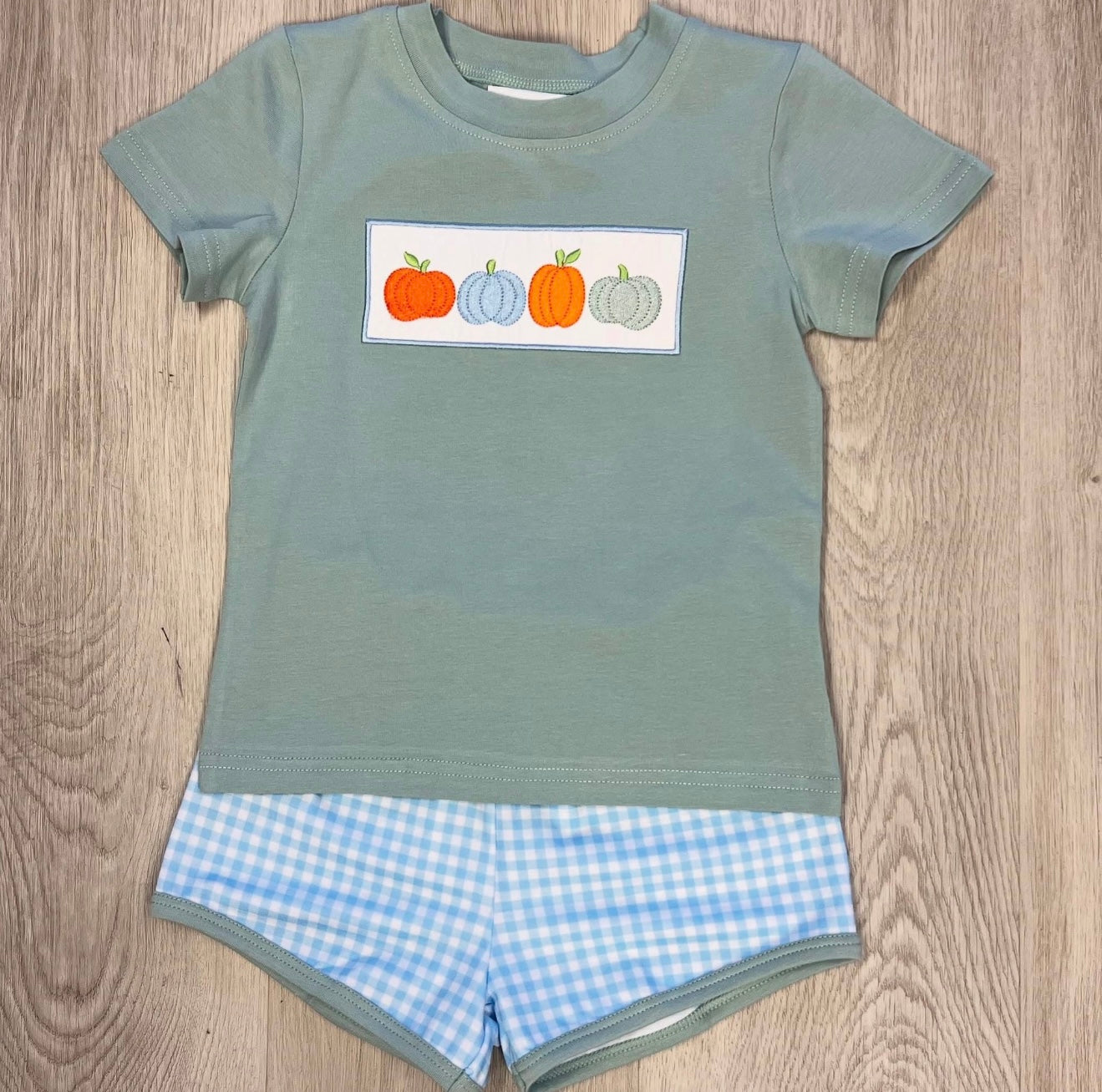 Boys Fall Pumpkin Short Set