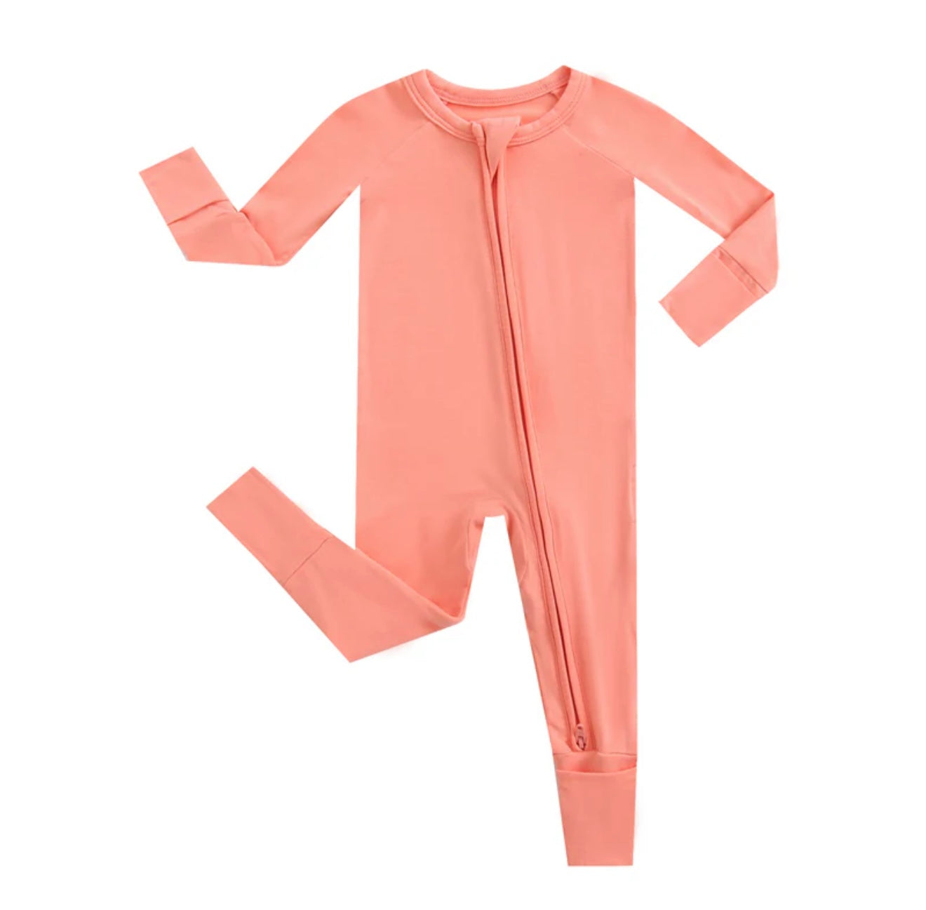 Joyful Coral Zippered Baby Romper
