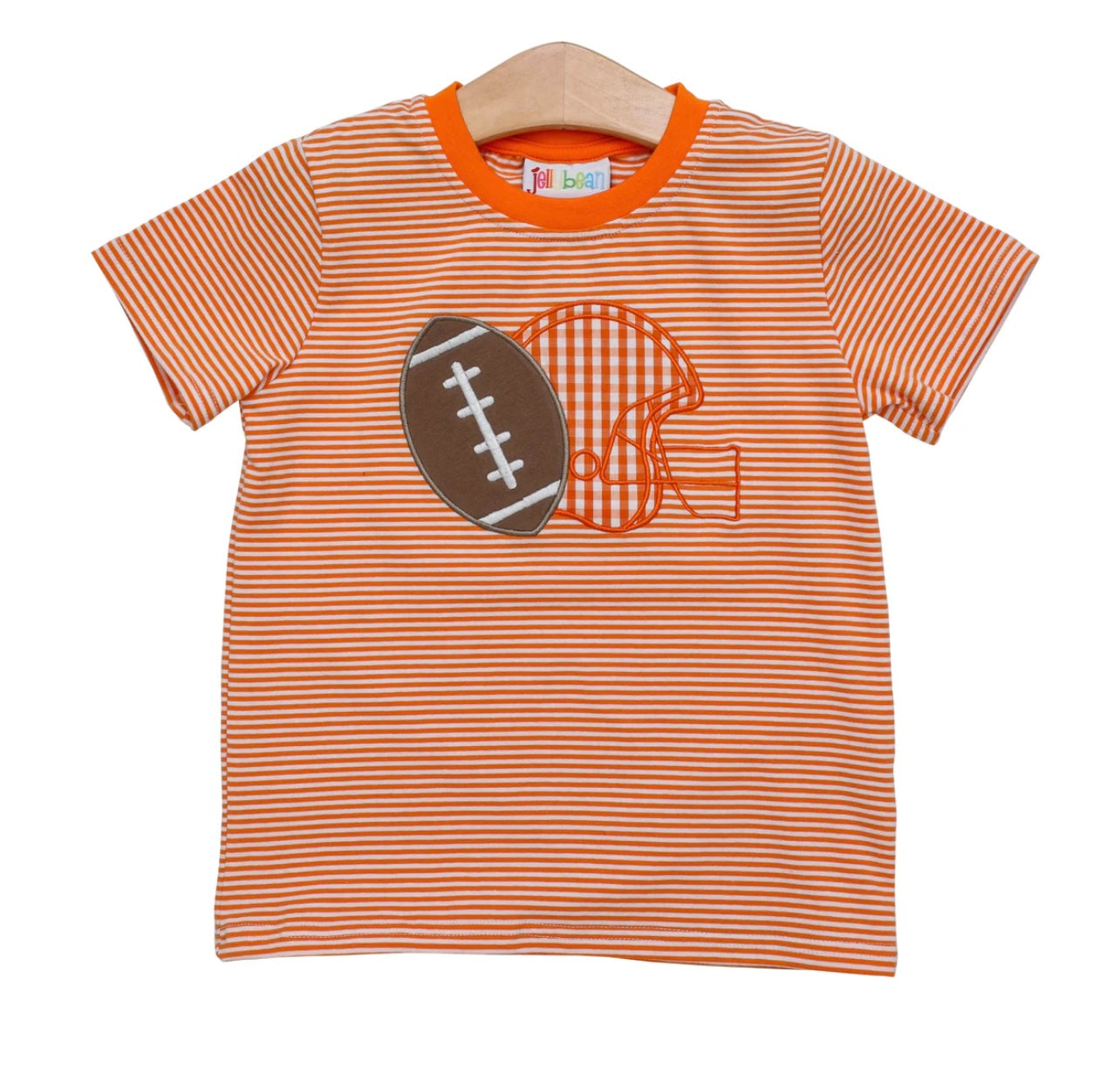Football Applique T-Shirt- Orange Stripe