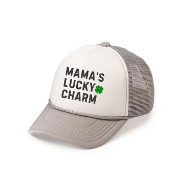 Mama's Lucky Charm St. Patrick's Day Trucker Hat - Gray/White