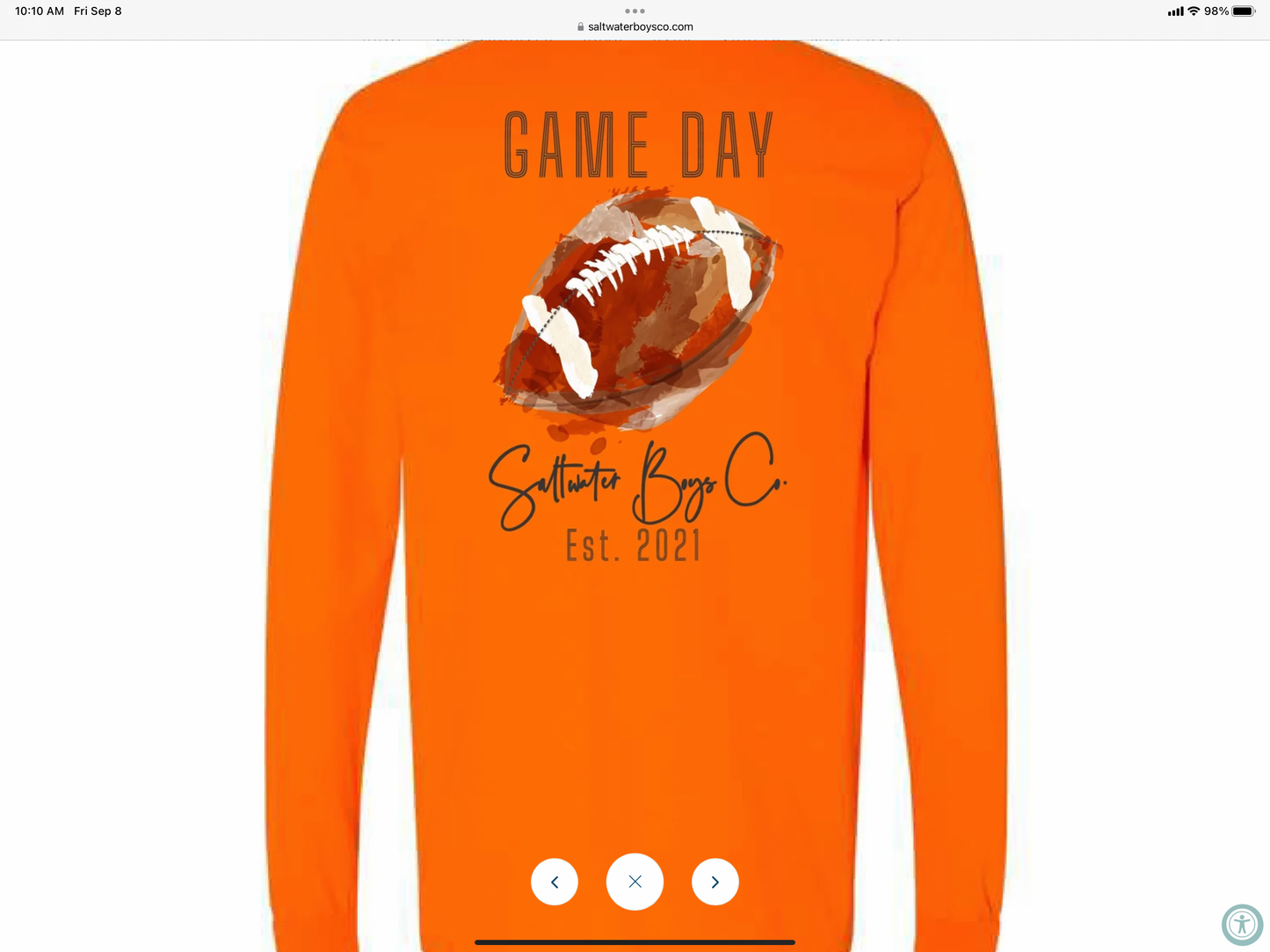 WATERCOLOR FOOTBALL LONG SLEEVE TEE ORANGE