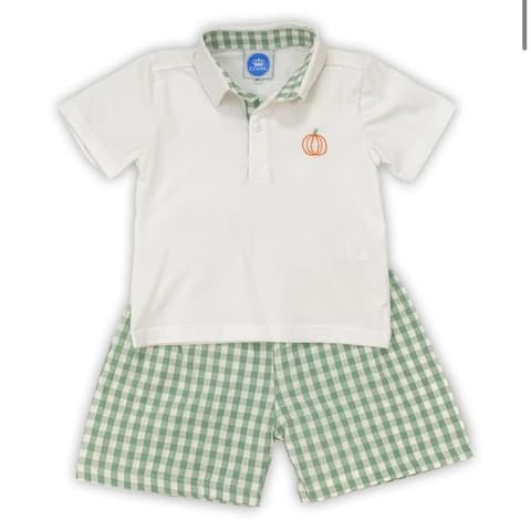 Krewe Kids Boys Gingham Pumpkin Set