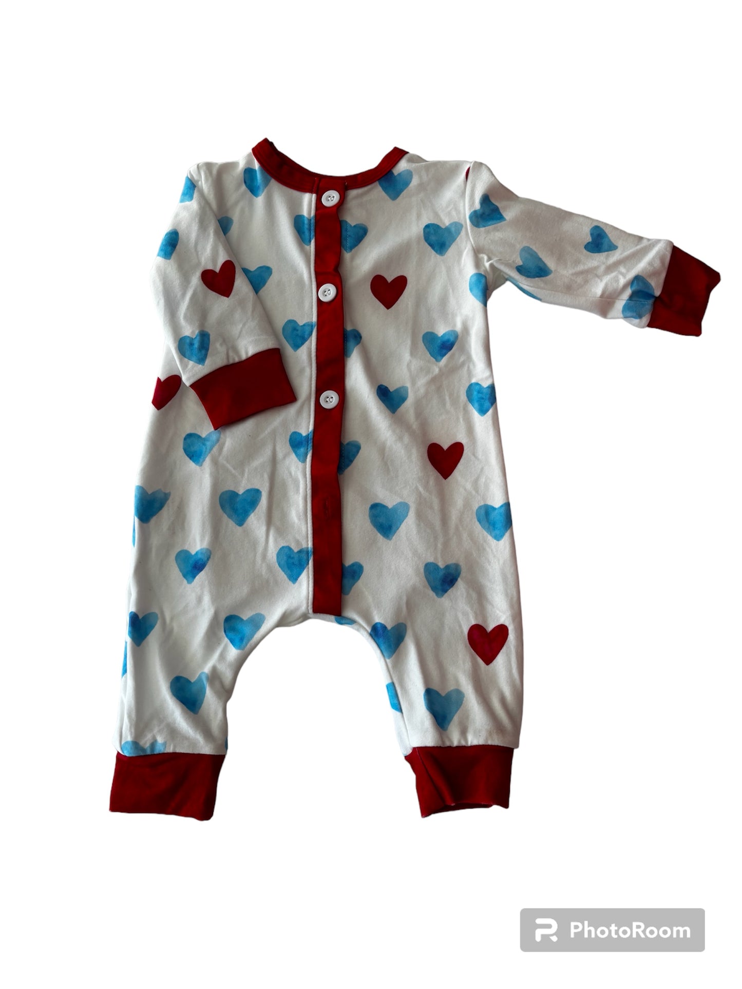 Blue Hearts Romper- Buttflaps Pajamas