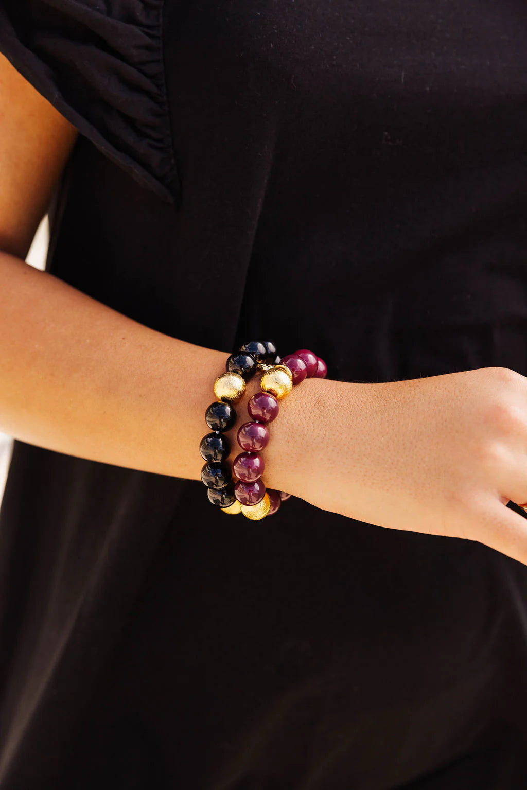 BLACK BEADED BRIANNA BRACELET