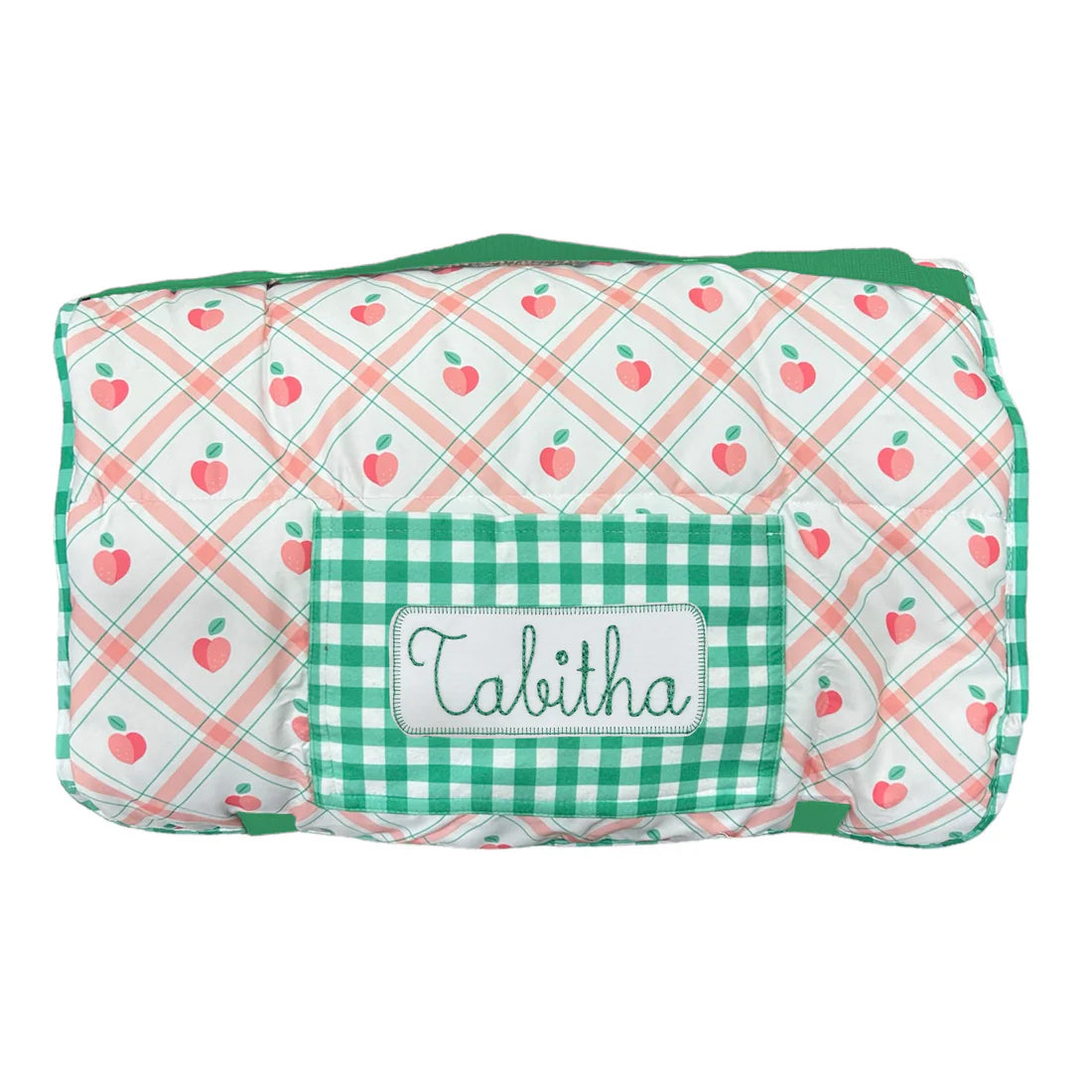 Nap Mat-Peaches Plaid (monogram included)