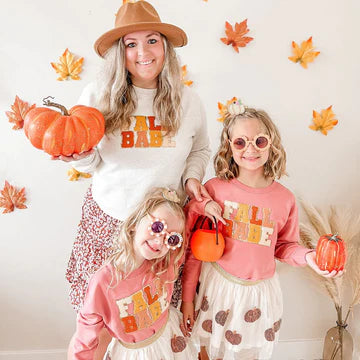 FALL BABE PATCH SWEATSHIRT - DUSTY ROSE