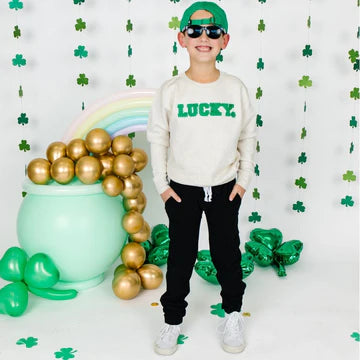 Lucky Varsity Patch St. Patrick's Day Sweatshirt - Natural