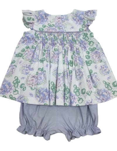 Banana Split Hydrangea Smocked Geo Bloomer Set