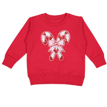 Candy Cane Patch Christmas Sweatshirt - Red