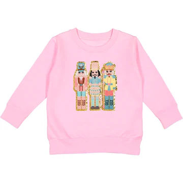 Nutcracker Patch Christmas Sweatshirt - Pink