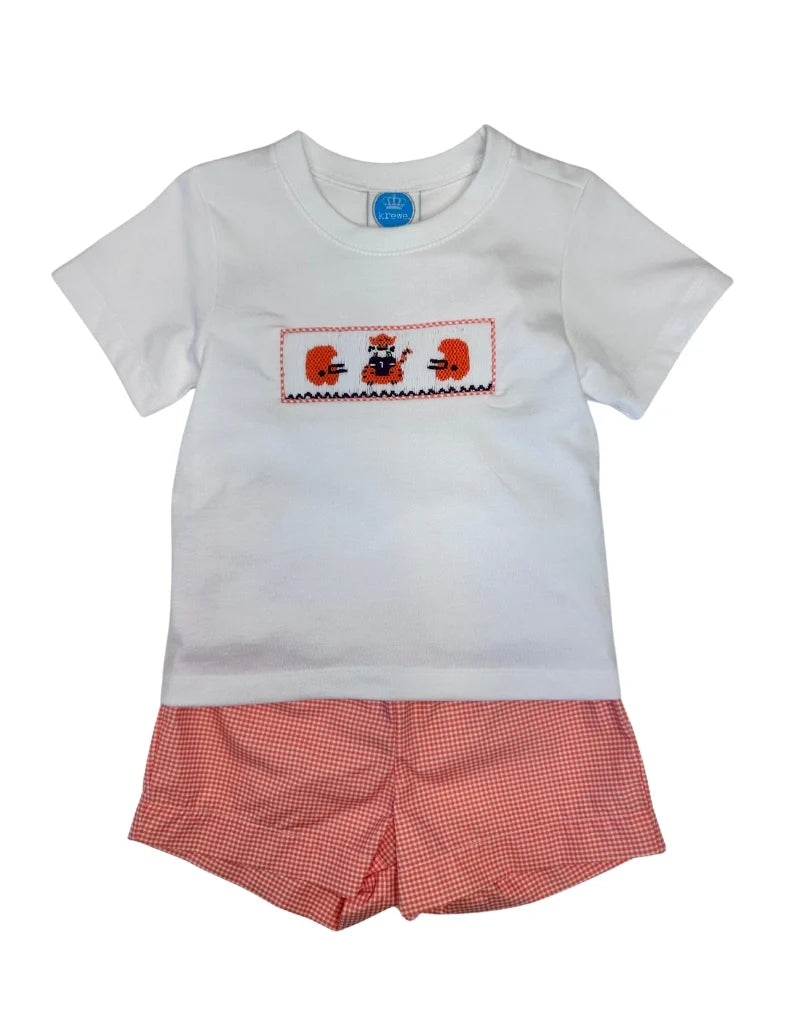 Krewe Kids Orange/Purple Tiger Smock Short Set