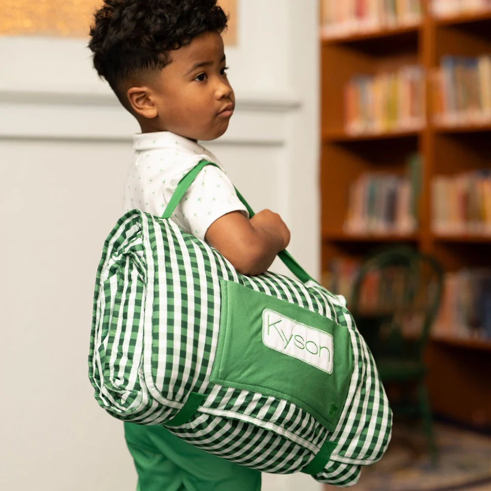 Nap Mat- Green Gingham (monogram included)