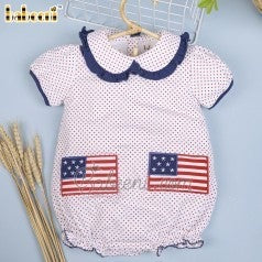 American Flag Applique Girl Bubble
