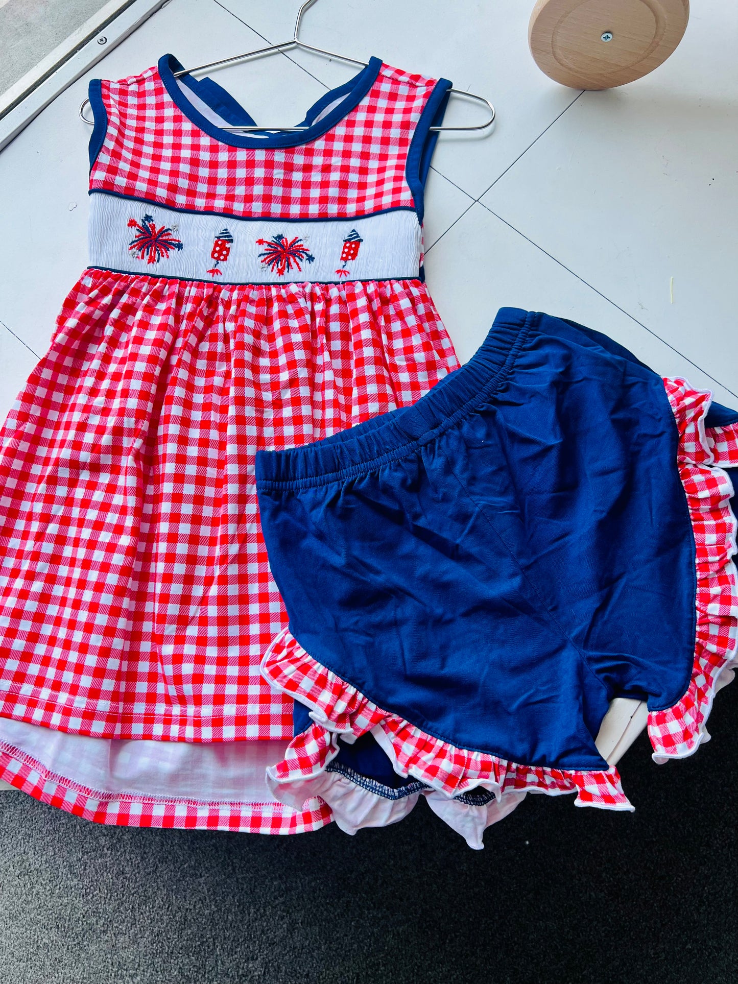 Fireworks Smocked Girls Set