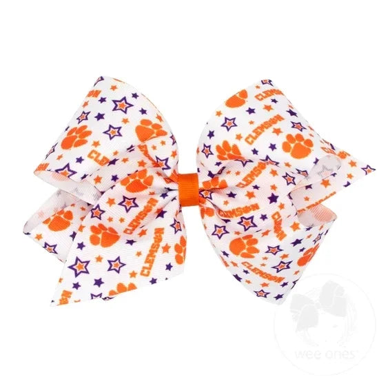 Clemson King Signature Collegiate Logo Print Grosgrain Hair Bow