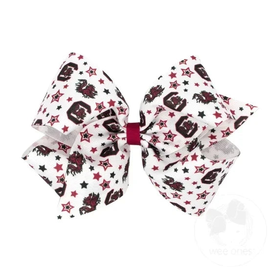 Gamecock King Signature Collegiate Logo Print Grosgrain Hair Bow