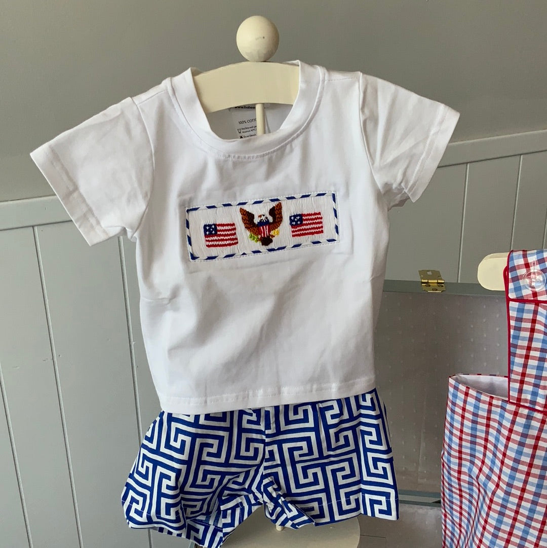 American Flag Smocked Boy Set