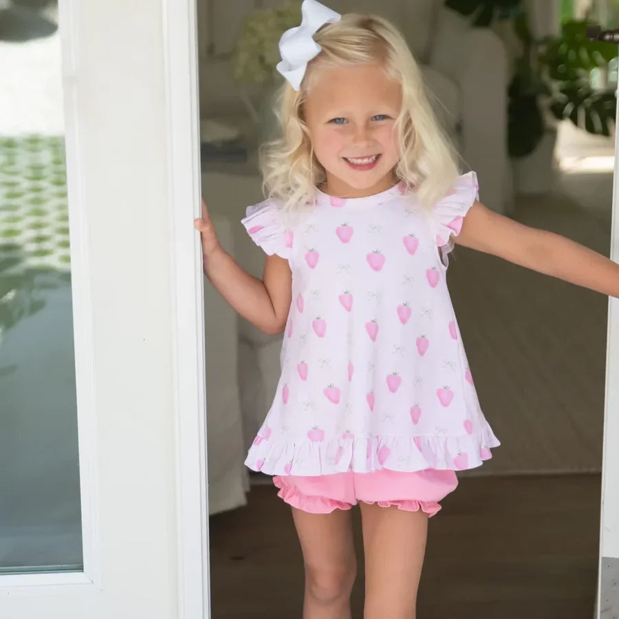 Mae Knit Bloomer Set Strawberry