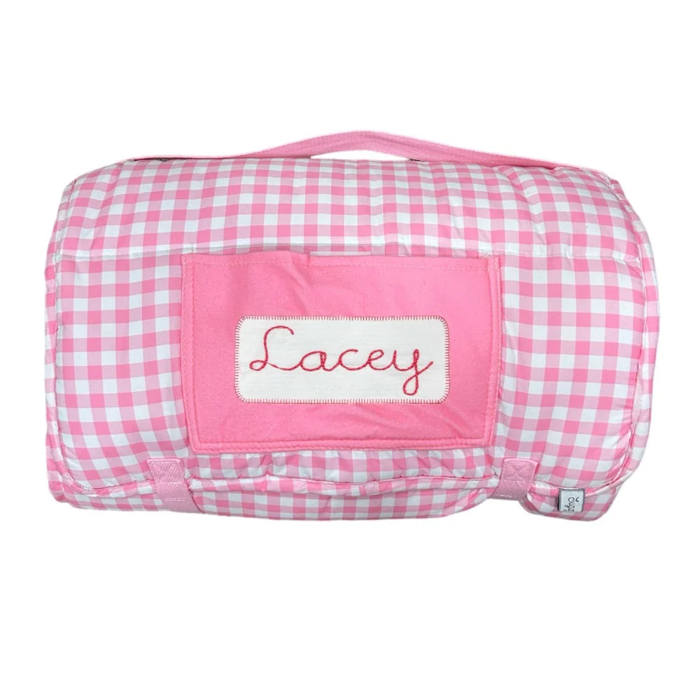 Nap Mat- Pink Gingham (monogram included)
