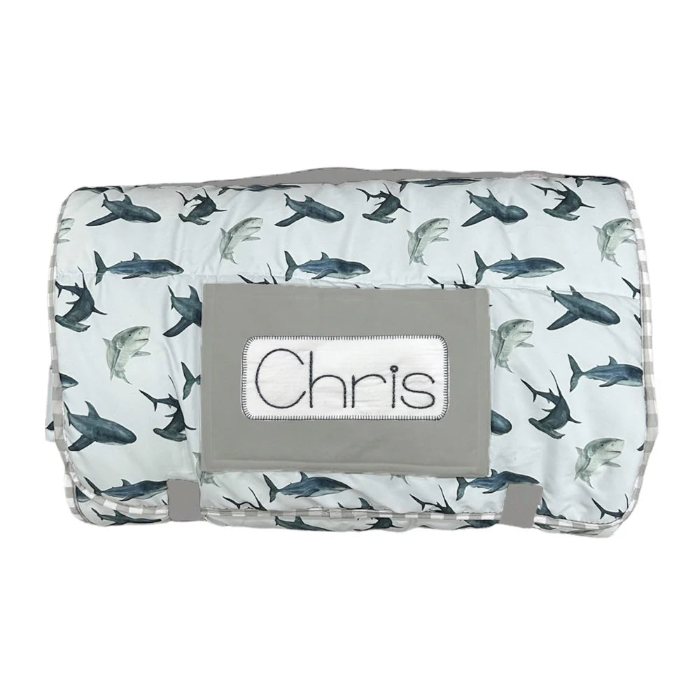 Nap Mat- Sharks (monogram included)