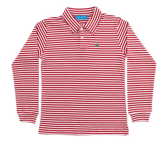 Harry Long Sleeve Polo - Red & White Stripe