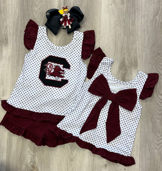 Carolina Gamecocks Girl Ruffle Short Set