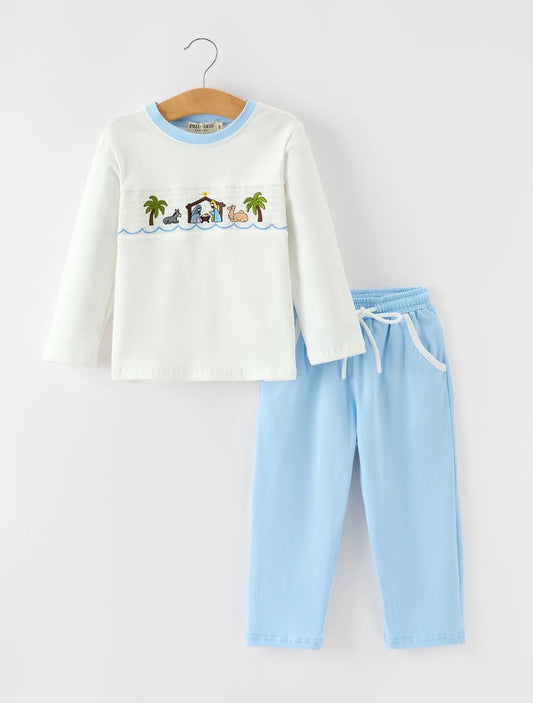 Baby Blue Nativity Pant Set