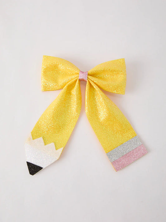 Back to School Glitter Pencil Hairbow