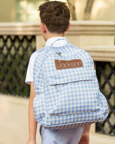 Blue Gingham Backpack (monogram included)