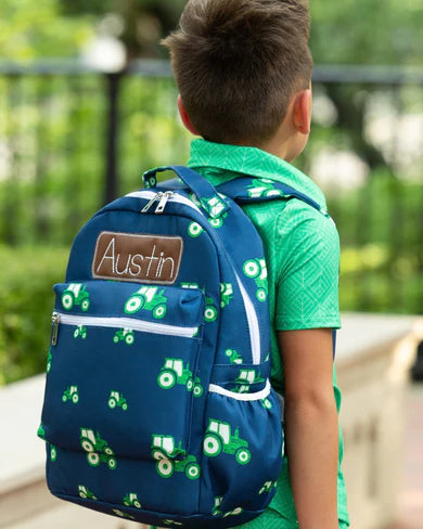 Tractors on Navy Backpack (monogram included)